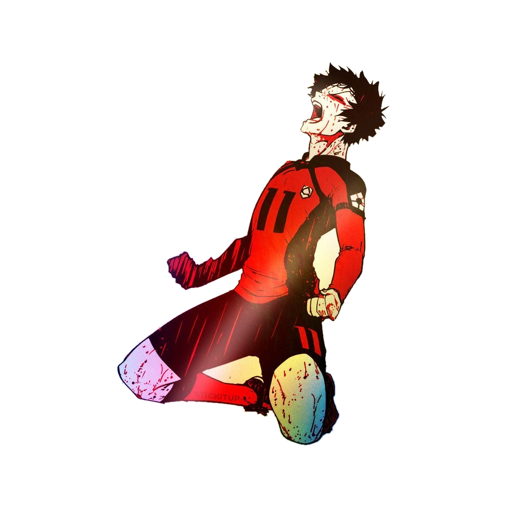Anime Boy Red Jacket Holographic Stickers